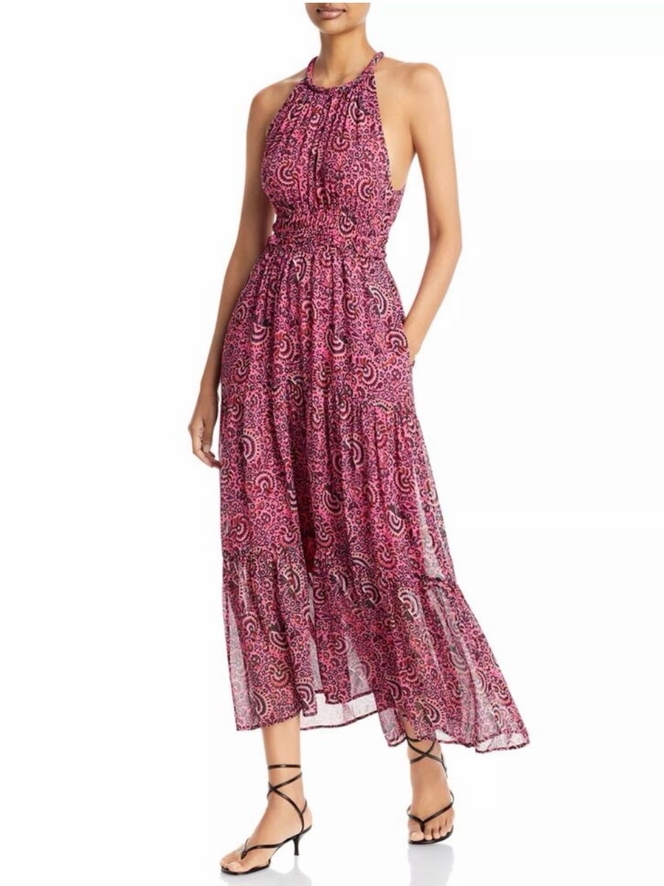 A.L.C. Elara Silk Pink Multi Halter Midi Dress Nwt